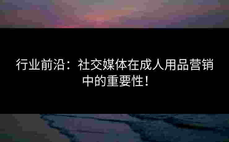 行业前沿：社交媒体在成人用品营销中的重要性！