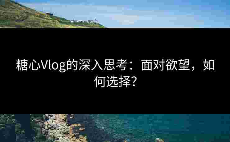 糖心Vlog的深入思考：面对欲望，如何选择？